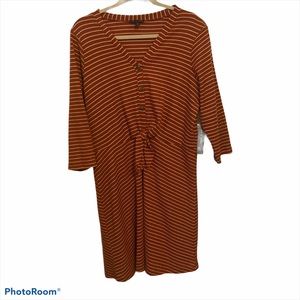 As U Wish Knit Ribbed Dress Burnt Orange Stripe XL